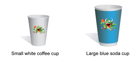 Two cups illustrate the hazards of poor descriptions of inventory items. Two cups illustrate the hazards of poor descriptions of inventory items.