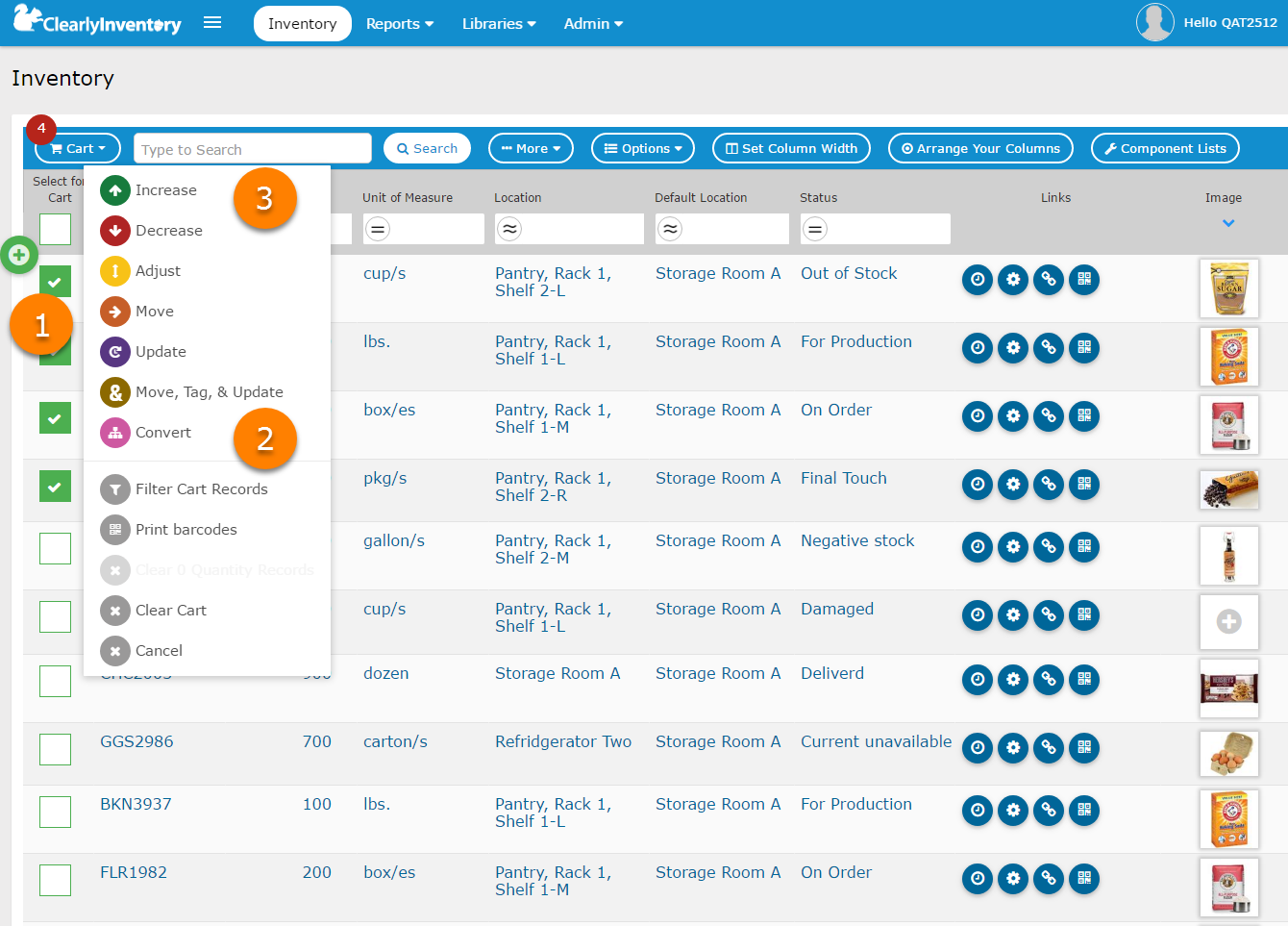 A screenshot of the MyInventory Page, the main interface of the Clearly Inventory application. A screenshot of the MyInventory Page, the main interface of the Clearly Inventory application.