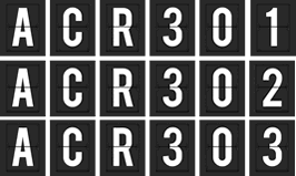 A group of inventory item numbers in a flip-board style.