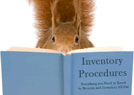 Squirrel reading an inventory procedure manual.
